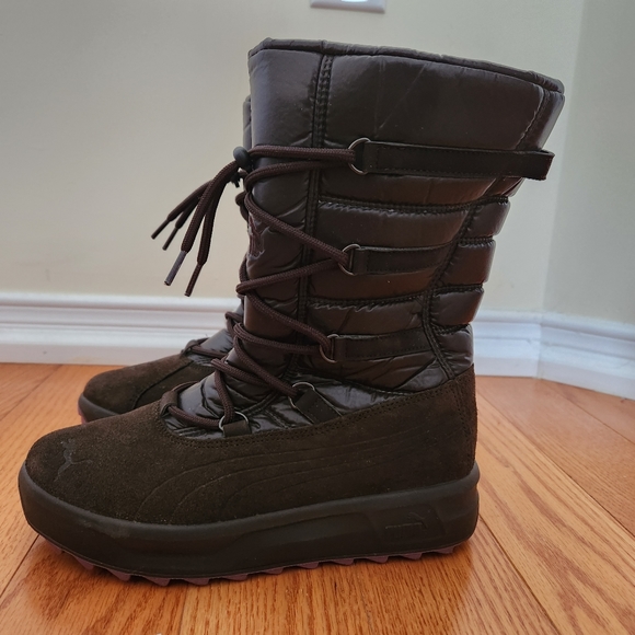 Puma Brown Suede Snow Boots, US5 - Picture 5 of 11
